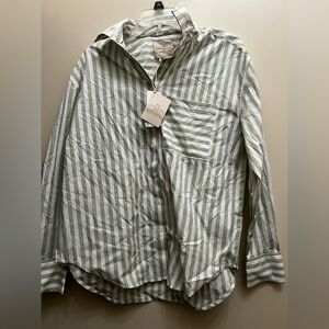 Womens medium  Sage Striped Button-Down Shirt
